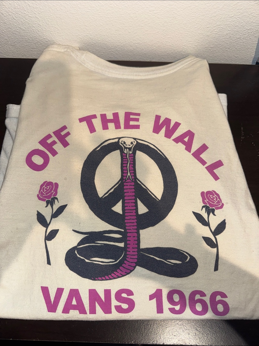 Vans White Tee with Pink and Black Graphic